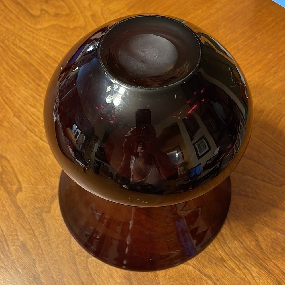 Vintage Amethyst Purple Flared Rim Hand Blown Glass Vase Hourglass Shape - Picture 5 of 6